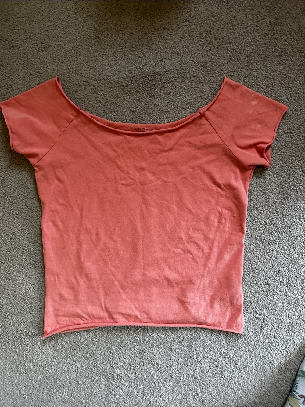 Brandy Melville Coral Scoop Neck Short Sleeve Top